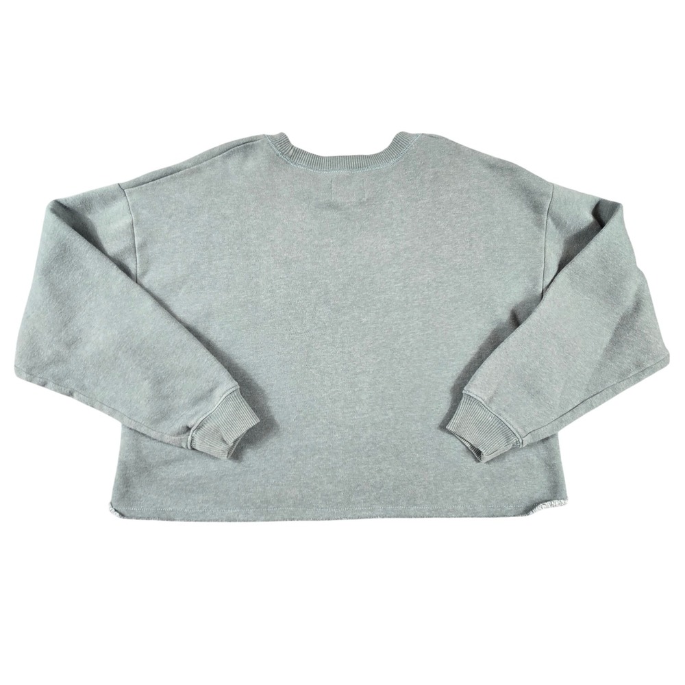 American Eagle Sweatshirt Womens XS Green Cropped Raw Hem Fleece Pullover